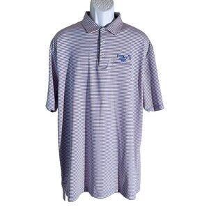 Byron Nelson Polo Shirt Mens Large Blue Striped Golf FOXY'S Jost Van Dyke B V L